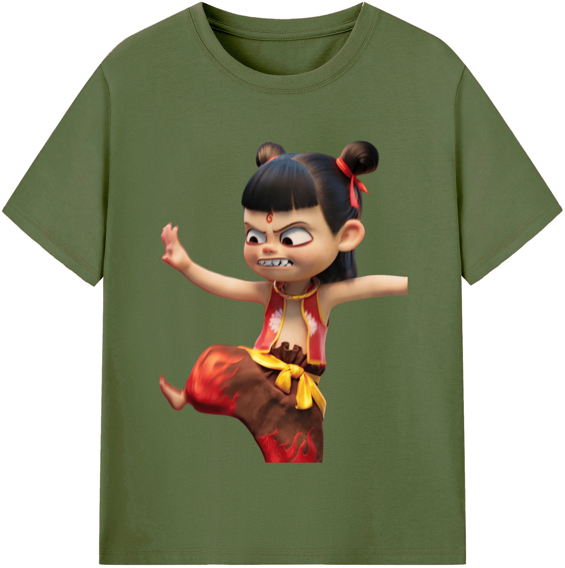 （画像用） Ne Zha 2 ナタ 魔童の大暴れ 綿100％半袖Tシャツ（フロントプリント）